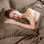 Bedsure Queen Comforter Set Brown - Bed in a Bag Queen Size Bedding 7 Pieces, GentleSoft™ Pintuck Bed Set Gift for Family, Pinch Pleat All Season Comforter with Sheets, Pillowcases & Shams