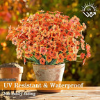 AGIRL 24 Bundles Artificial Fall Flowers Outdoor Indoor Decoration,Fake Plastic Flowers,Faux Mums Plant for Thanksgiving Fall Decor,for Hanging Outside Garden Front Door Porch Patio Window Box