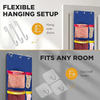 Over the Door Weekly Clothes Organizer - 5 Shelf Hanging Closet Storage with Day of the Week Labels - Weekly Clothes Organizer For Kids - Space-Saving Over Door or Wall Hanging Organizer (Blue)