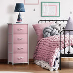 Sorbus Dresser Storage Tower, Organizer Drawers for Closet Boys & Girls Bedroom, Bedside Furniture, Chest for Home, College Dorm, Steel Frame, Wood Top, Fabric Bins(Pink)