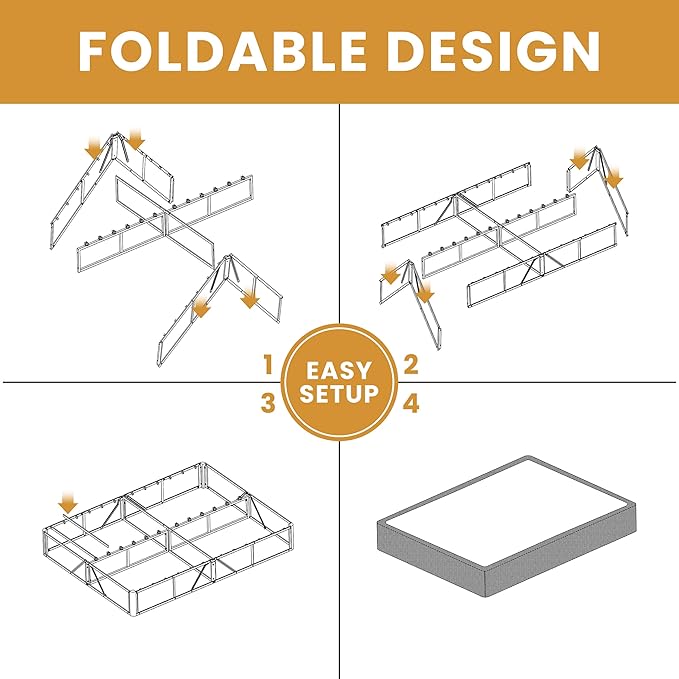 MAF 5 Inch Box Spring for Queen Bed Low Profile Queen Box Spring, Queen Size Bed Base 3500 lbs Black Heavy Duty Metal Mattress Foundation with BoxSpring Cover, No Squeaky, Easy Assembly