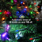 Christmas Light, 33ft 100 LED Outdoor String Light with Timer & 8 Modes, 3AA Battery Operated Waterproof String Light for Outdoor and Indoor Décor – Multicolor