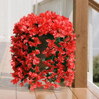 NESCCI Bougainvillea Artificial Flowers Plants for Outdoor Outside Fall Autumn Decor, 2 PCS Faux Silk Long Trailing Vines UV Resistant Fake Flowers for Front Door Porch Planter Urn Patio