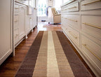 Custom Size Modern Geometric Pattern Carpet Runner Rug for Hallways, Slip Resistant Latex Rubber Backed, 31 inch Wide X Customized Length, Squares Brown, 31 inch X 18 feet