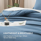 Litanika Comforters Full Size Ocean Blue, 3 Pieces Lightweight Solid Bedding Set & Collections, All Season Fluffy Bed Set (79x90 Inches Comforter & 2 Pillowcases)