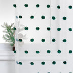 MYSKY HOME 84 Inch Long Christmas Curtains for Living Room Hunter Green Pom Pom Curtains for Bedroom White Sheer Nursery Curtains for Kids Room Rod Pocket Privacy Windows Drapes 52" x 84" 2 Panels