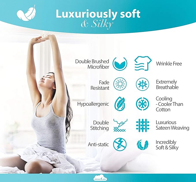 DREAMCARE California King Sheet Sets – 6 pcs Cooling Bed Sheets – up to 21” Deep Cal King Sheets – 2500 Supreme Collection – Extra Soft 100% Brushed Microfiber Hotel Luxury with Side Pocket – Ivory