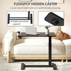 FLEXISPOT H7 Adjustable Overbed Bedside Table with Wheels Pneumatic Mobile Standing Desk Laptop Desk Rolling Computer Cart Movable Overbed Table Hospital Home Use(31.5" W x 17.7" D, Black Large)