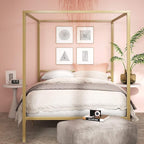 ZINUS Patricia Gold Metal Canopy Platform Bed Frame, Mattress Foundation with Steel Slat Support, No Box Spring Needed, Easy Assembly, Queen