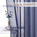 NICETOWN Sheer Window Curtains 45" - Ring Top Transparent Gauzy Voile Room Window Coverings Panels for Loft, Kitchen, Kids Room (54 Inch W, Dark Blue, 2 Panels)