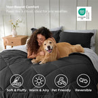 Bedsure Twin Comforter Set - 5 Pieces Reversible Charcoal Grey Bedding, Twin Size Bed Set for All Seasons, Bed in a Bag with Down Alternative Comforter, Sheets, Pillowcase & Sham