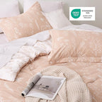 Bedsure King Comforter Set - Dusty Rose Bed Set, 3 Pieces Cute Floral Bedding, 1 Soft Reversible Botanical Flowers Comforter and 2 Pillow Shams