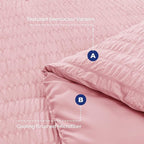 HYMOKEGE Pink California King Comforter Set Seersucker 7 Pieces, All Season Luxury Bed in a Bag for Bedroom, Bedding Set with Comforters, Sheets, Pillowcases & Shams
