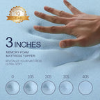 VALUXE 3 Inch Gel Memory Foam Mattress Topper Twin XL Size High Density Cooling Pad Pressure Relief Bed Topper Grey (with Removable & Washable Bamboo Cover)