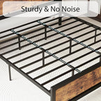 LIKIMIO California King Bed Frame with Headboard and Footboard, Metal Strong Supports, Easy Assembly, Noise-Free, No Box Spring Needed, Vintage Brown