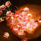 Mudder 13 FT 40 LEDs Cherry Blossom Flower String Lights for Bedroom, Pink Fairy Lights USB and Battery Operated Decorative String Lights Indoor Outdoor(1 Pack)
