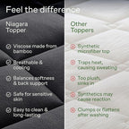 Ultra Soft Full Size Mattress Topper - Viscose Made from Bamboo Pillow Top Mattress Pad for Back Pain Relief - Naturally Cooling for Hot Sleepers, Black