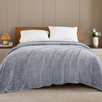 Exclusivo Mezcla Fleece Bed Blanket Queen Size, Super Soft and Warm Blankets for Couch, Sofa and Bed Waffle Textured, Cozy, Fuzzy and Lightweight (Mixed Navy Blue, 90x90 Inches)