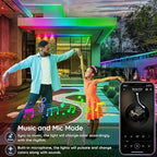 400ft Outdoor LED Strip Lights Waterproof,IP68 Outside Led Light Strips Waterproof with App and Remote,Music Sync RGB Exterior Led Rope Lights with Self Adhesive Back for Roof,Deck