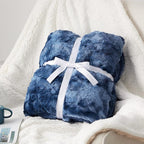 Bedsure GentleSoft Sherpa Fluffy Throw Blanket - Fleece Warm and Cozy Throw for Women Gift, Plush & Fuzzy Faux Christmas Fur Blanket for Couch, Sofa, Bed Decor, Tie Dye Design, Indigo, 50x60 Inches
