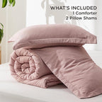 Bedsure Full Comforter Set - Dusty Rose Soft Bedding for All Seasons, Cationic Dyed Bed Set, 3 Pieces, 1 Full Size Comforter (82"x86") and 2 Pillow Shams (20"x26"+2")