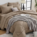 HEVUMYI Linen King Comforter Set - 7-Piece All Season Bed in a Bag King, Ultra Soft Bedding Set with Comforter, Flat Sheet, Fitted Sheet, Pillowcases, Pillow Shams