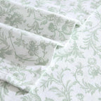 Laura Ashley - Flannel Sheets King Size, Anti-Pilling & Wrinkle Resistant Cotton, Touchably Soft for All-Season Comfort - Bed Sheets with Matching Pillowcases & Fitted Sheet (Brinna Green)