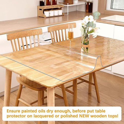 1.5mm Thick 18 x 40'' Clear Plastic Table Protector for Dining Room Waterproof PVC Table Tablecloth Cover Vinyl Desk Pad Mat Wood Furniture Coffee Glass End Hallway Table Top Surface Protection Liner