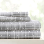Linen Market Double-Brushed Patterned Microfiber Queen Sheet Set 4 Piece – Oeko-TEX Certified Ultra Soft & Wrinkle-Free - 16" Deep Pocket Sheets - Easy Care Queen Size - Polka Dot Gray