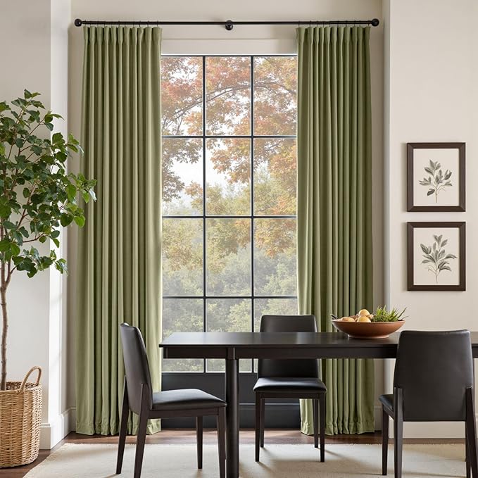 Lazzzy Velvet Blackout Curtains Thermal Insulated Room Window Drapes Super Soft Luxury Curtains for Living Room Bedroom Rod Pocket 2 Panels, Olive Sage, 62" W x 96" L