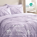 Bedsure California King Comforter Set Light Purple - Bed in a Bag Cal King Bedding Set 7 Pieces, GentleSoft™ Pintuck Bed Set Gift for Family, Pinch Pleat Comforter with Sheets, Pillowcases & Shams