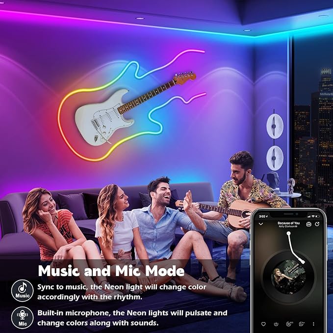 AILBTON 150Ft Neon Rope Lights,Flexible Led Rope Lights Control with App/Remote,Multiple Modes Rope Lights,IP65 Outdoor RGB Led Neon Light Waterproof,Music Sync Gaming
