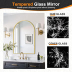 Delma Arched Bathroom Mirror, 24"x36" Wall Mounted Vanity Mirror for Bedroom, Living Room and Entryway, Gold