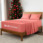 Mellanni Extra Deep California King Sheets - 4 PC Iconic Collection Bedding - Hotel Luxury, Ultra Soft, Cooling Bed Sheets - Wrinkle, Fade, Stain Resistant (Cal King, Coral)