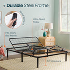 Linenspa Adjustable Bed Frame - Independent Head and Foot Incline - Powerful Quiet Motor - Easy Tool Free Assembly - Lounging - Watch TV - Working - Reading - Ergonomic - Electric Bed Base - Full Size