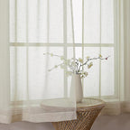 Aiyufeng Kirei 36 inch Natural Sheer Curtains 2 Panels Set for Kitchen, Rod Pocket Semi Sheer Short Curtains & Drapes Privacy with Light Filtering for Cafe/Small Window, Linen, W30 x L36, 2 Piecesi