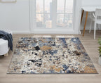 Keen Home Design Area Rugs - 5ft Round Non-Shedding, Abstract Rugs for Kitchen, Living Room, Bedroom, Dining Room, Entryway - Size: 5'3" Square, Multi