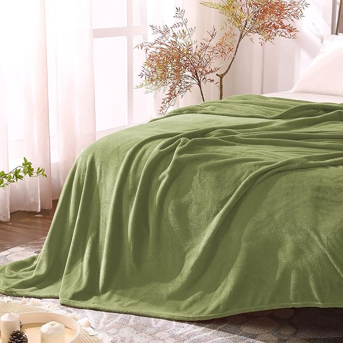 BEDELITE Fleece Blankets Queen Size Sage Green Throw Blankets for Bed, Luxury Plush Cozy Fuzzy Blanket 90x90 inches, Super Soft Warm Lightweight Throw Blanket All Seasons Suitable