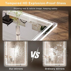 48''x30'' Lighted Mirrors for Bathroom Wall Backlit + Front Lit, Rectangular LED Bathroom Mirror Frameless with Lights Anti Fog, Dimmable, 3 Colors,Tempered Glass, Shatter-Proof