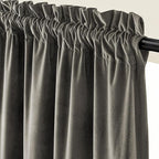 Lazzzy Velvet Blackout Curtains Thermal Insulated Room Window Drapes Super Soft Luxury Curtains for Living Room Bedroom Rod Pocket 2 Panels, Grey, 42" W x 108" L