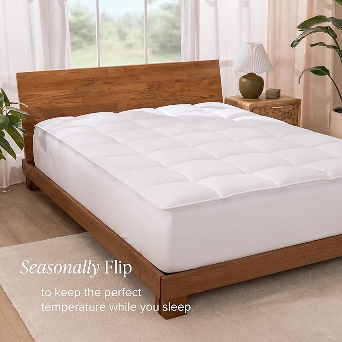 Bare Home King Microplush Mattress Topper - Pillow Top Reversible - Soft Mattress Cover - Dual Sided All-Season - 8" to 24" Deep Pocket - Fitted Cover - Plush Mattress Pad (King)