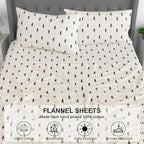 RUVANTI Flannel Sheets Split King Size - 100% Cotton Brushed Split King Bed Sheets Set, Deep Pockets 16 Inches, All Seasons Breathable & Extra Soft, Warm & Cozy, 5 Piece, Black Cat
