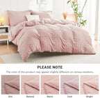 HYMOKEGE Rose Gold Queen Comforter Set Seersucker 7 Pieces, All Season Luxury Bed in a Bag for Bedroom, Bedding Set with Comforters, Sheets, Pillowcases & Shams