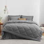 Love's cabin Twin Comforter Set Grey, 5 Pieces Twin Bed in a Bag, All Season Bedding Sets with 1 Comforter, 1 Flat Sheet, 1 Fitted Sheet, 1 Pillowcase and 1 Pillow Sham