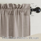 RYB HOME Privacy Sheer Curtains for Living Room, Linen Textured Semi Sheer for Bedroom Window Treatment Panels Light Glare Filtering, Birch Brown, Width 52 x Length 90 per Panel, 1 Pair