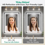 TokeShimi 55x30 LED Bathroom Vanity Mirror with Lights,Front Lit + Backlit LED Bathroom Mirror,3 Colors Stepless Dimmable,Anti-Fog,Tempered Glass,Memory Function,Waterproof,UL Listed