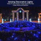 BrizLabs Blue Christmas Lights, 69.6ft 300 Count Blue String Lights Connectable, 120V UL Certified Incandescent Xmas Lights Green Cord, Outdoor Mini String Lights for Indoor Party Garden Patio Decor