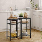 Hoctieon 3 Tier End Table, Telephone Table, Tall Side Table with Storage, Small Nightstand for Small Spaces, Metal Frame, For Living Room, Bedroom, Sofa Couch, Hall, Easy Assembly, Black