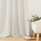 RYB HOME Curtains for Large Window Decor, Linen Textured Semi Sheer Privacy Drapes for Bedroom Living Room, Sheer Backdrop Canopy Bed Curtains, W 100 x L 84 inch, 1 Panel, Linen