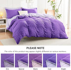 HYMOKEGE Dark Purple/Lavender Queen Comforter Set Seersucker 7 Pieces, All Season Luxury Bed in a Bag Queen for Bedroom, Bedding Set with Comforter, Sheets, Pillowcases & Shams